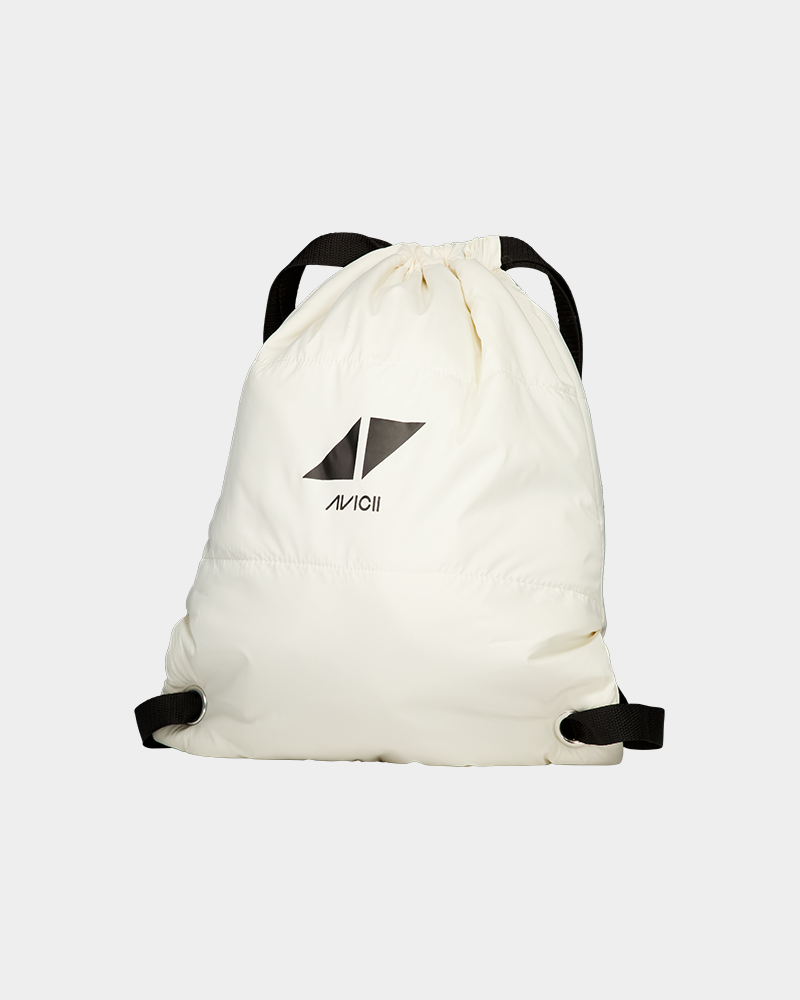 Avicii padded drawstring bag off white