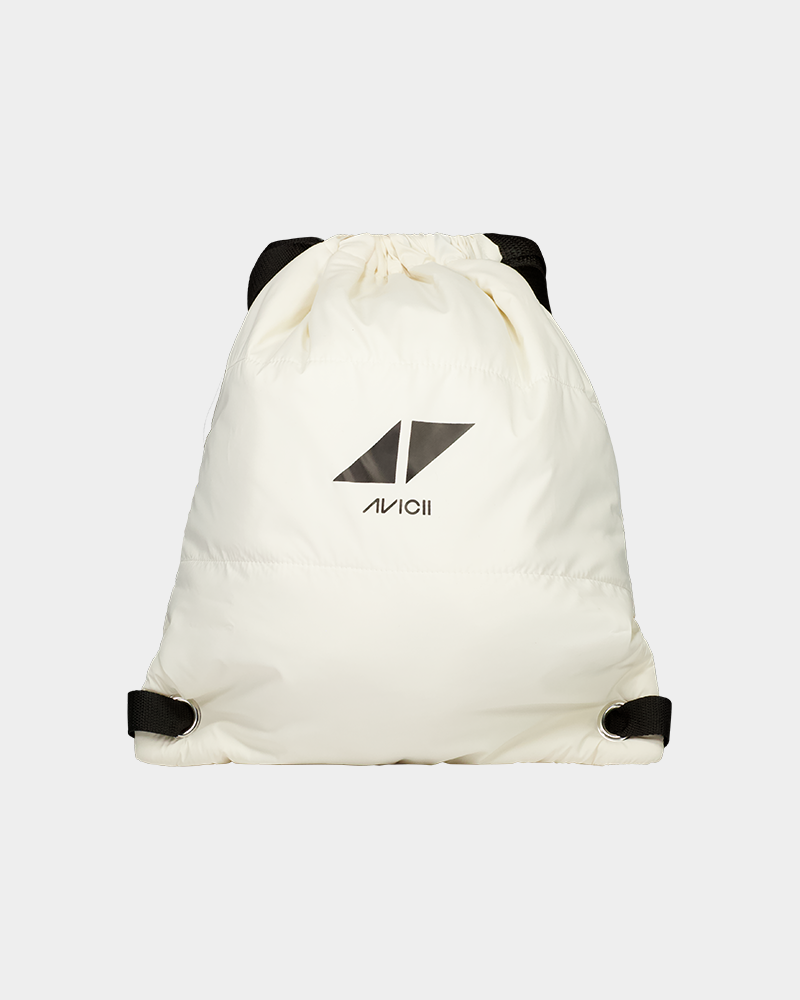 Avicii padded drawstring bag off white